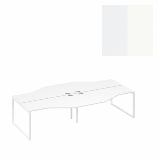 Рабочая станция Юнитекс А4 со столами (4х160) Техно опоры QUATTRO А4 Б4 188-2 БП (320x184x75) белый премиум/металлокаркас белый