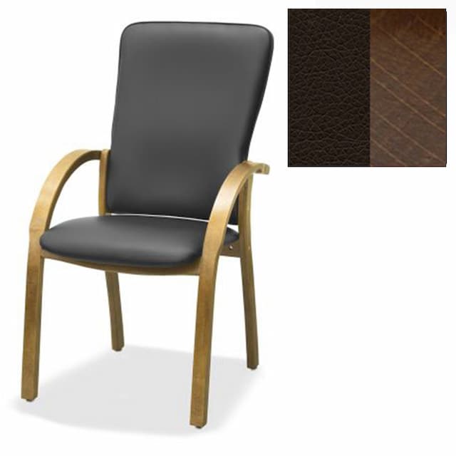 Стул Юнитекс Джуно комфорт экокожа премиум тёмно-коричневая CN1113/дерево-орех