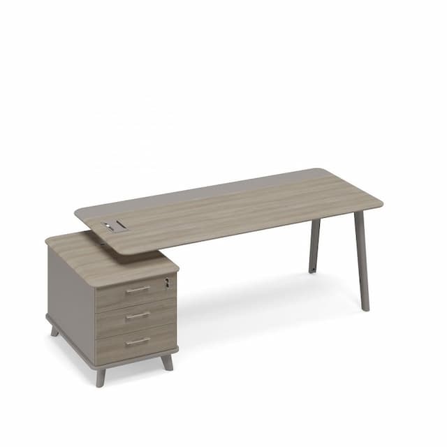 Стол комбинированный на тумбе малой левый (тип 1) Юнитекс ТМ М1 107 МП ВЛ/МП ВЛ мокко премиум (корпус) / вяз либерти (столешница, топ, фасад)