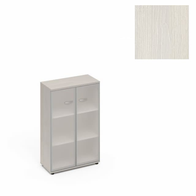 Шкаф средний со стеклом в алюминиевой рамке Юнитекс А4 (78x36.4x119.4) А4 9367 ДШ дуб шамони