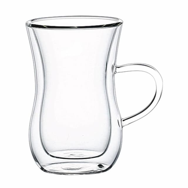 Стаканчик для чая 150 мл с ручкой набор 2 шт. двойные стенки термостекло P.L. [1] арт. 81269178