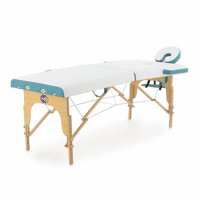 Массажный стол складной деревянный Med-Mos JF-AY01 2-х секционный NEW (светлая рама)